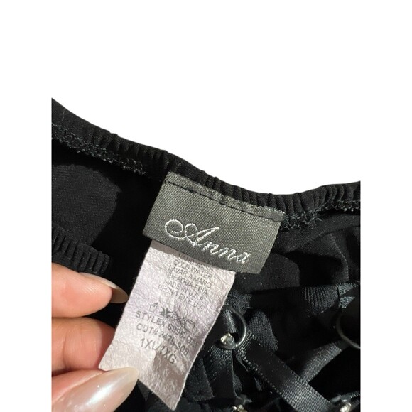 Y2K Anna Blouse Lace Up Front Black Whimsigoth Grunge Witchy Lightweight Sz 1X - Picture 11 of 16